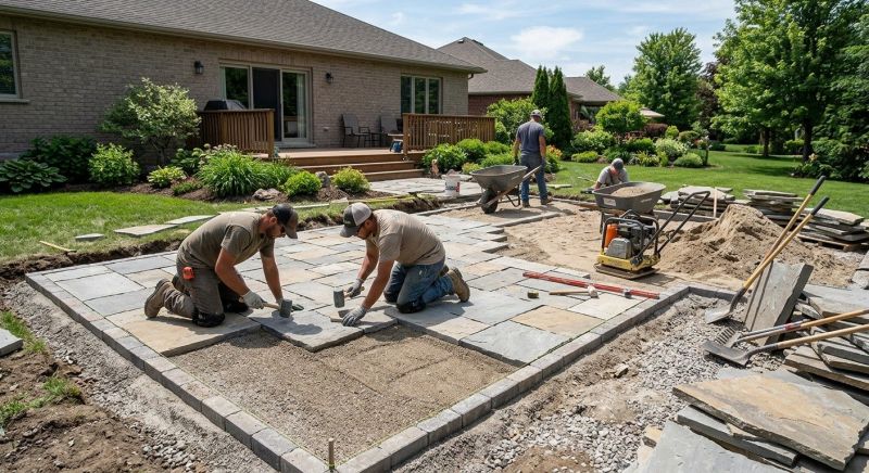 Limestone Patio Installation in Norwalk, CT